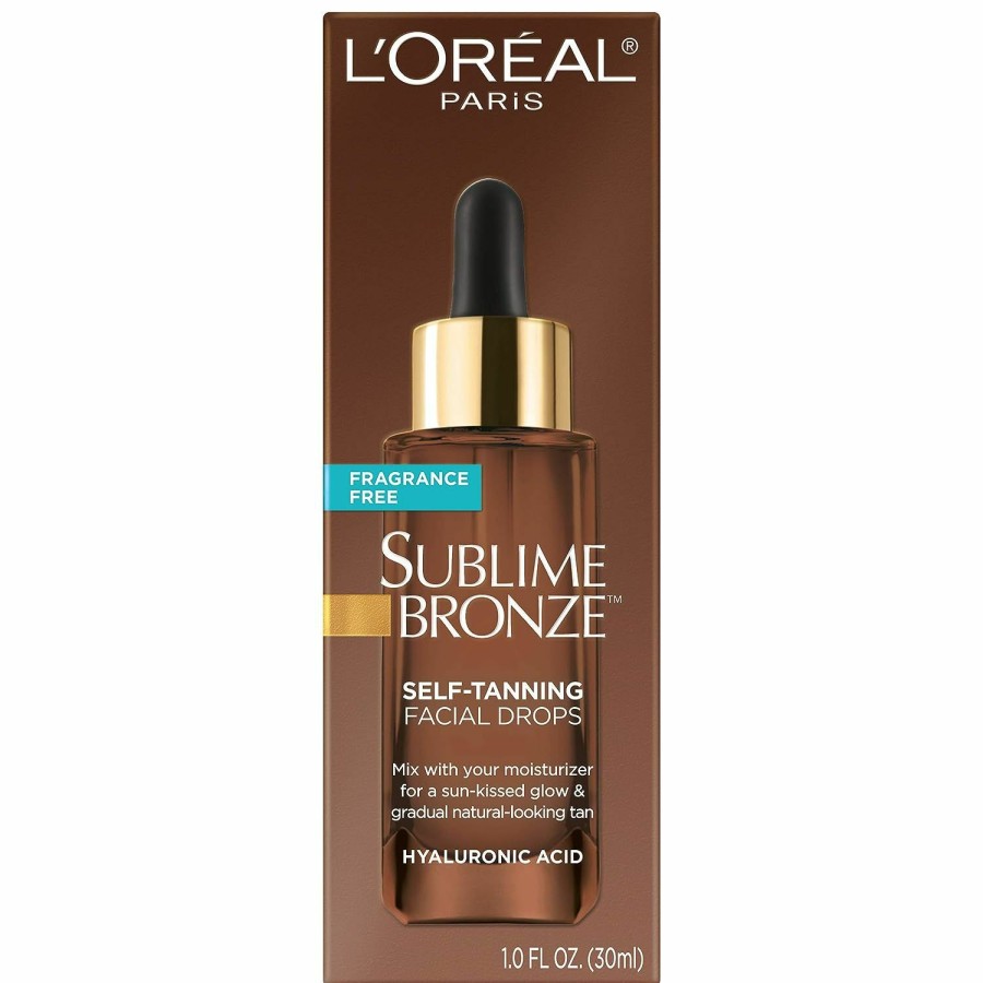 Skincare L'Oreal Paris | L'Oreal Paris Sublime Bronze Self Tanning Facial Drops With Hyaluronic Acid, Gradual Tan, Fragrance-Free, 1 Fl. Oz