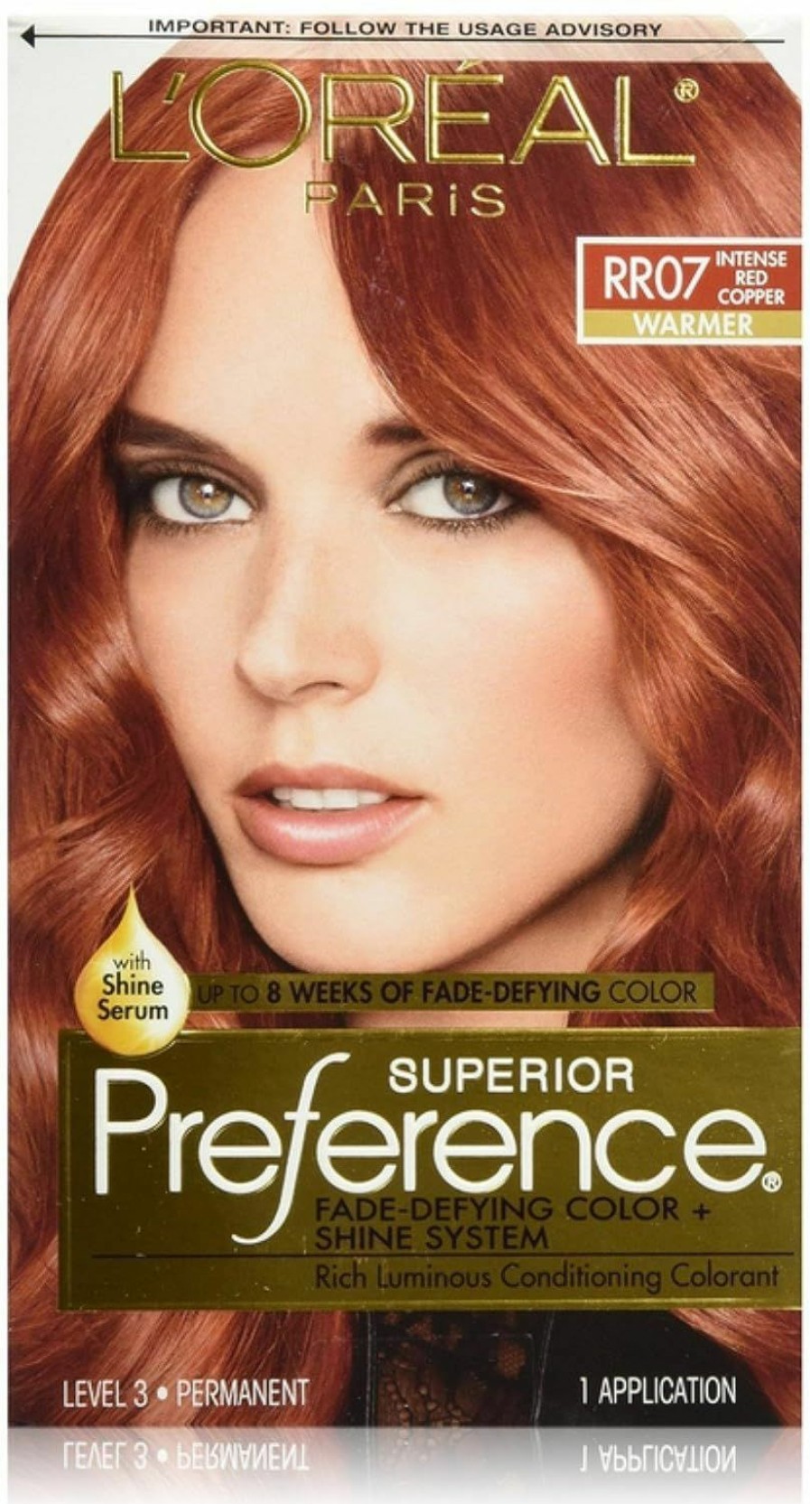 Hair Color L'Oreal Paris | L'Oreal Paris Superior Preference Fade-Defying + Shine Permanent Hair Color, Rr-07 Intense Red Copper, Pack Of 1, Hair Dye