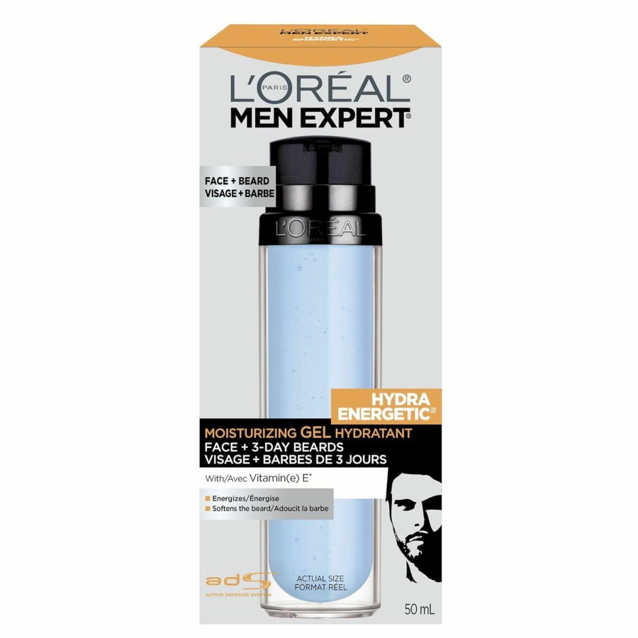 Skincare L'Oreal Paris | L'Oreal Paris Men Expert Hydra Energetic Face + 3-Day Beard Gel Moisturizer With Vitamin E 1.7Fl.Oz/50Ml