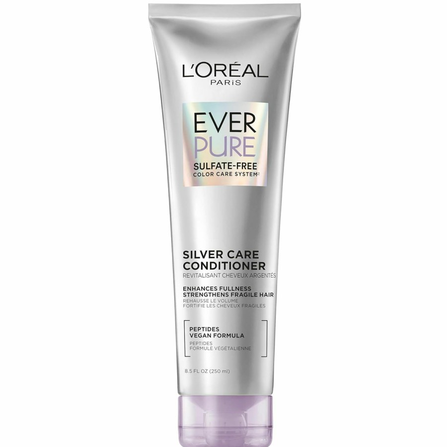 New Arrivals L'Oreal Paris | L'Oreal Paris Everpure Silver Care Sulfate Free Conditioner, Brightening And Nourishing Hair Care For Gray And Silver Hair, Vegan Formula With Peptides, 8.5 Fl Oz