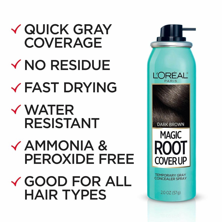 Hair Color L'Oreal Paris | L'Oreal Paris Magic Root Cover Up Gray Concealer Spray Dark Brown 2 Oz.