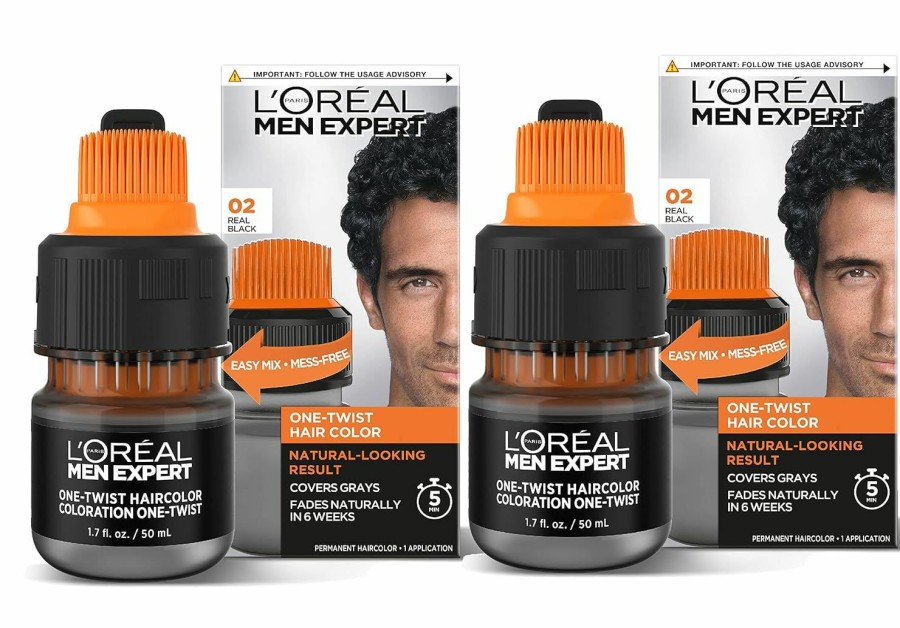 Hair Color L'Oreal Paris | L'Oreal Paris Men Expert One Twist Mess Free Permanent Hair Color, Mens Hair Dye To Cover Grays, Easy Mix Ammonia Free Application, Light Medium Brown 05, 1 Application Kit