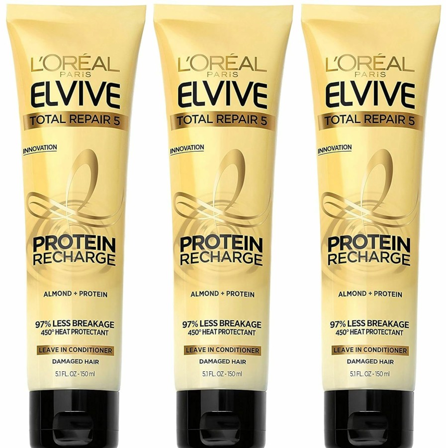 Hair Care L'Oreal Paris | L'Oreal Paris Elvive Total Repair 5 Protein Recharge Leave In Conditioner Treatment And Heat Protectant, 5.1 Ounce