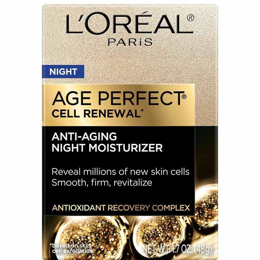 Beauty Essentials L'Oreal Paris | L'Oreal Paris Age Perfect Cell Renewal Anti-Aging, Anti-Wrinkle Night Moisturizer With Antioxidants 1.7 Oz