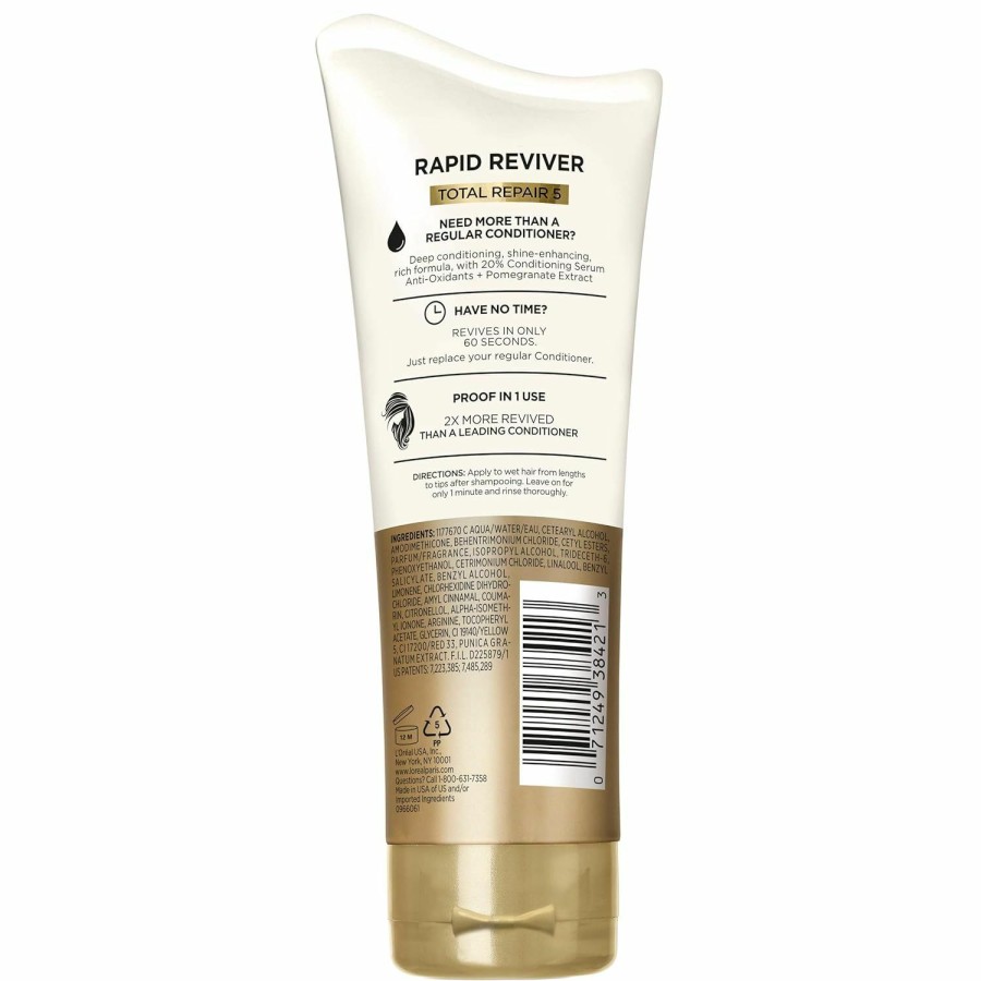 Best Sellers L'Oreal Paris | L'Oreal Paris Elvive Total Repair 5 Rapid Reviver Deep Conditioner, Repairs Damaged Hair, No Leave-In Time, Heat Protectant, With Damage Repairing Serum And Protein, 6 Oz.