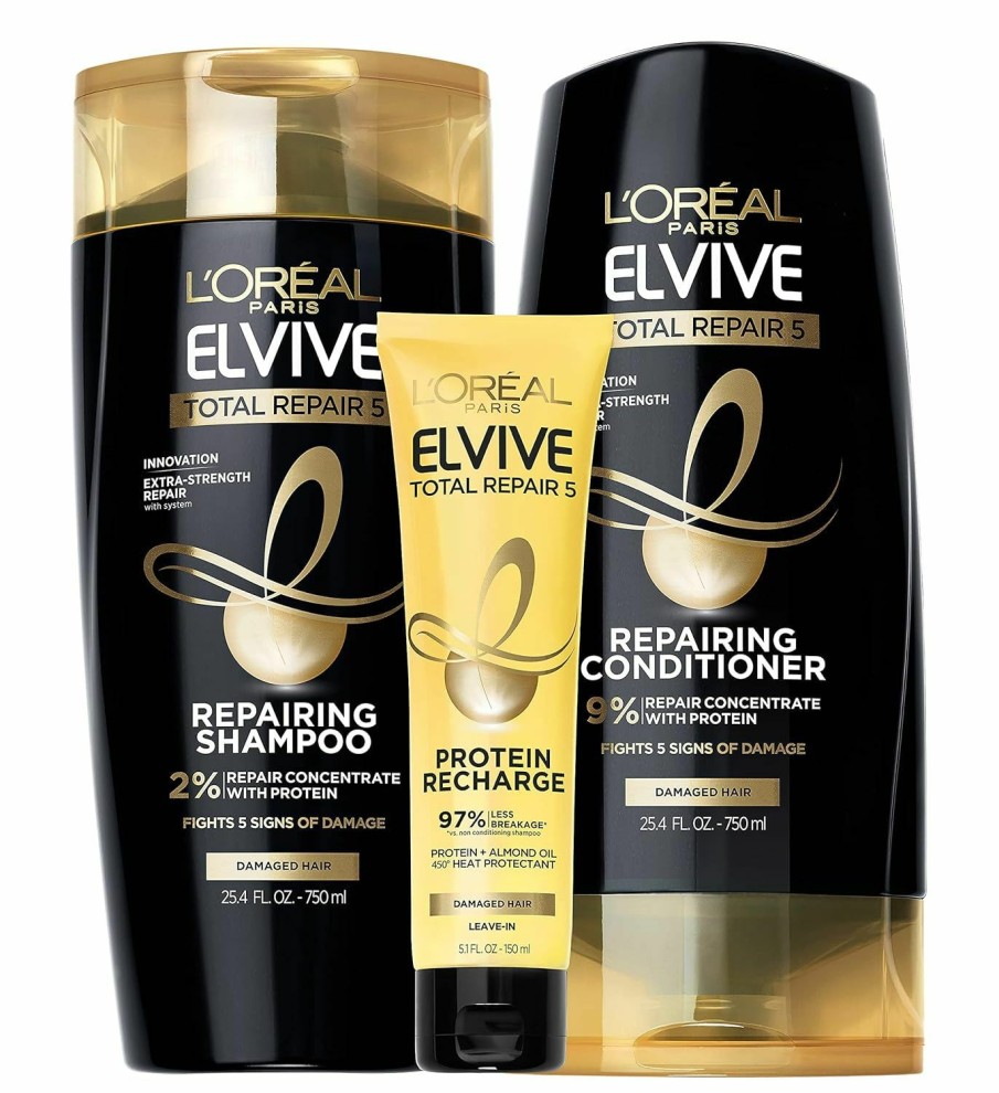 Best Sellers L'Oreal Paris | L'Oreal Paris Elvive Tr5 Repairing Shampoo, Conditioner And Protein Recharge, Total Repair 5, 1 Count