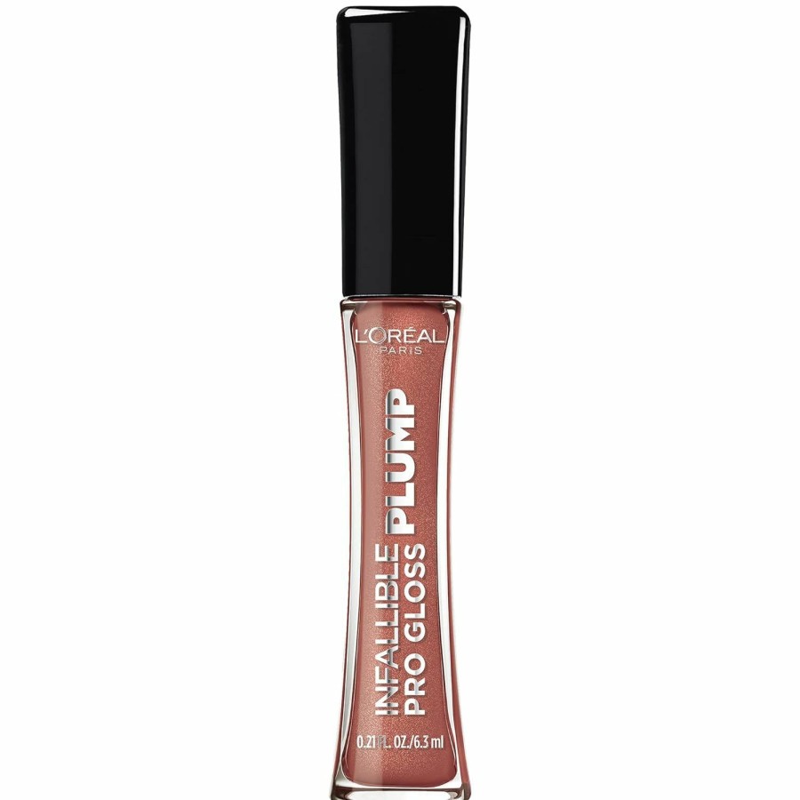 Makeup L'Oreal Paris | L'Oreal Paris Infallible Pro Gloss Plump Lip Gloss With Hyaluronic Acid, Long Lasting Plumping Shine, Lips Look Instantly Fuller And More Plump, Lucid Glow, 0.21 Fl. Oz.