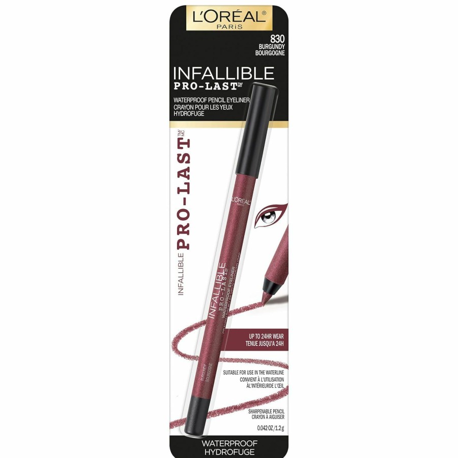 Makeup L'Oreal Paris | L'Oreal Paris Makeup Infallible Pro-Last Pencil Eyeliner, Waterproof And Smudge-Resistant, Glides On Easily To Create Any Look, Burgundy, 0.042 Oz.