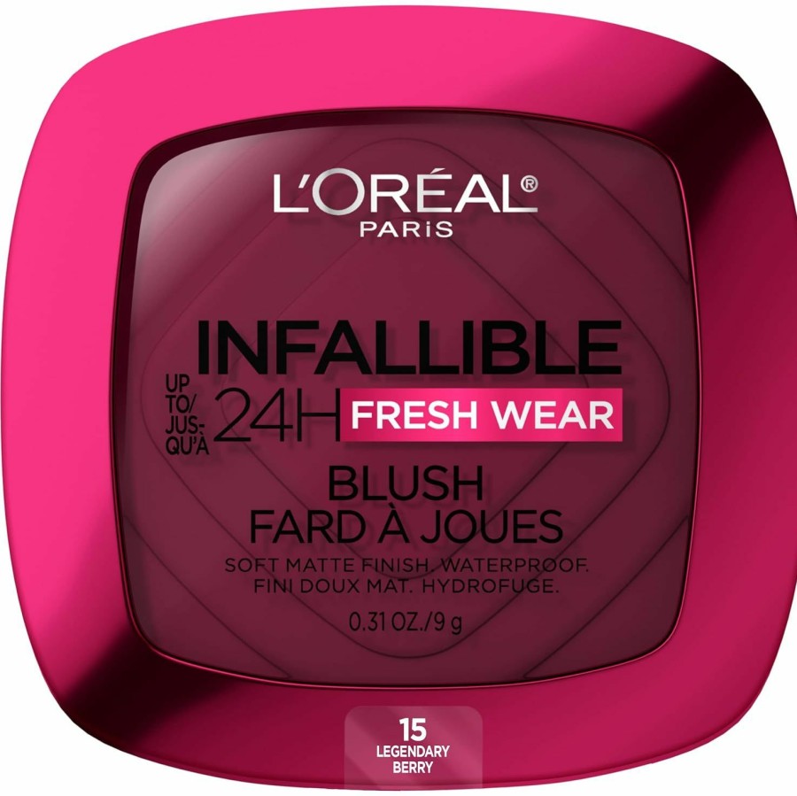 Makeup L'Oreal Paris | L'Oreal Paris Infallible Up To 24H Fresh Wear Soft Matte Blush, Blendable, Long-Lasting And Waterproof Cheek Make Up, Confident Pink 10, 0.31 Oz