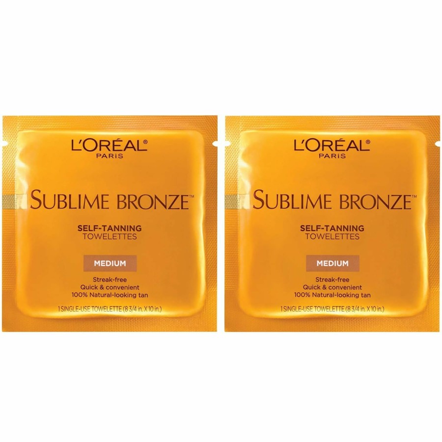 Skincare L'Oreal Paris | L'Oreal Paris Sublime Bronze Self Tanning Towelettes, Streak-Free, Natural Looking Tan, 6 Ct (Pack Of 2)