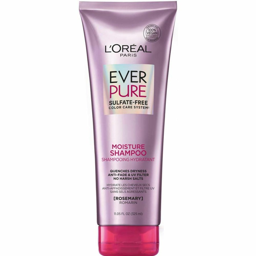 Beauty Essentials L'Oreal Paris | L'Oreal Paris Everpure Moisture Sulfate Free Shampoo, Hair Care For Color-Treated Hair With Rosemary Botanicals, 11 Fl Oz