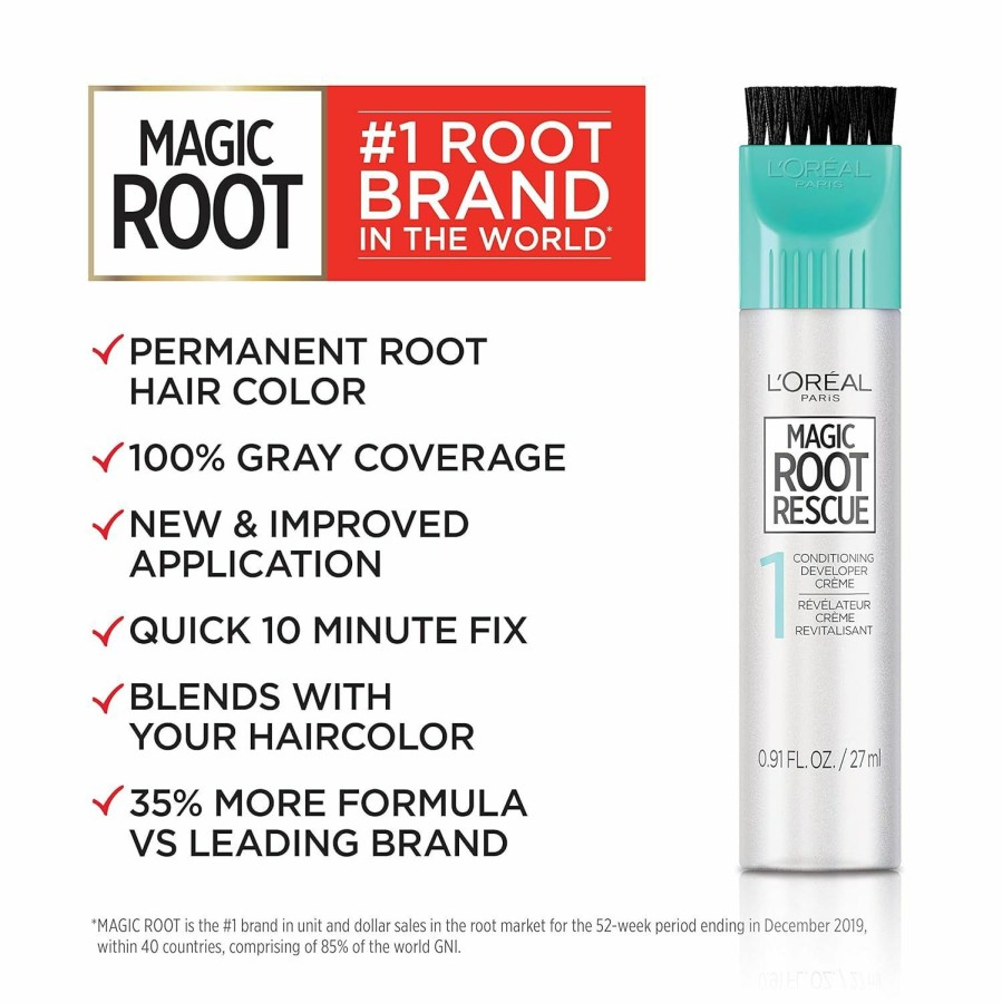 Hair Color L'Oreal Paris | L'Oreal Paris Magic Root Rescue 10 Minute Root Hair Coloring Kit, Permanent Hair Color With Quick Precision Applicator, 100 Percent Gray Coverage, 7 Dark Blonde, 1 Kit (Packaging May Vary)