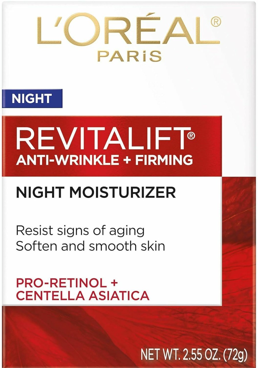 Beauty Essentials L'Oreal Paris | L'Oreal Paris Skincare Revitalift Anti-Aging Night Cream, Face Moisturizer With Pro-Retinol And Centella Asiatica, Paraben Free, Non-Comedogenic, Suitable For Sensitive Skin, 2.55 Oz.